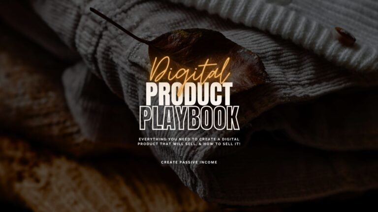 Hero banner for a Digital Product Playbook with bold white title over a dark autumn-textured background.